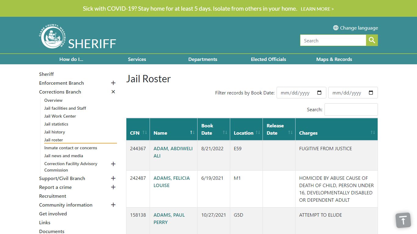 Jail Roster | Clark County